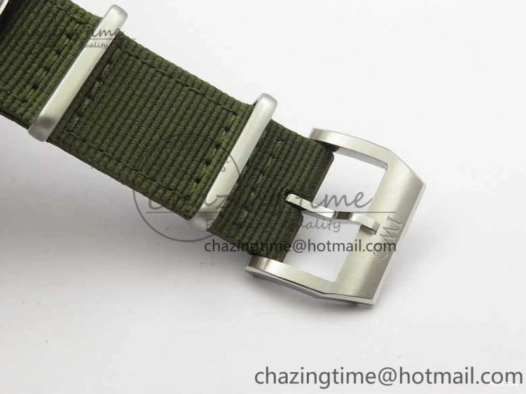 MIROTIME 0207 Fashionable Pilot IW326801 SS MK 1:1 Best Edition Black Dial on Green Nylon Strap MIYOTA 7122